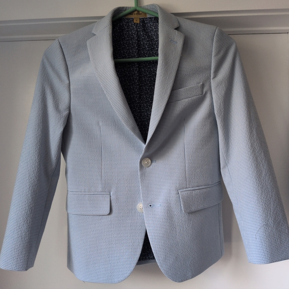 Boys Light Blue Gingham Blazer Size 10